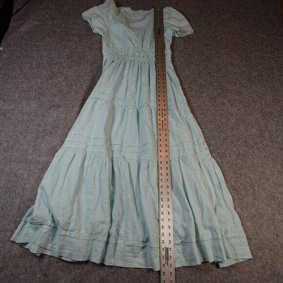 Anthropologie Dress Womens Small Somerset Maxi Linen Blend Light Sky Blue Tiered - Picture 7 of 10